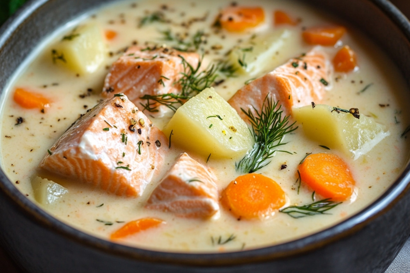 Zupa kremowa z łososiem
