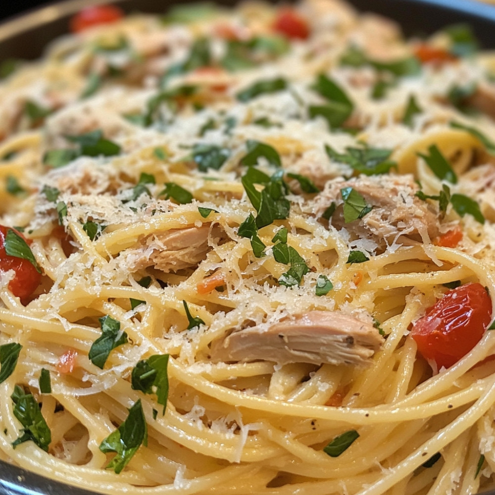 Spaghetti z tuńczykiem i pomidorami